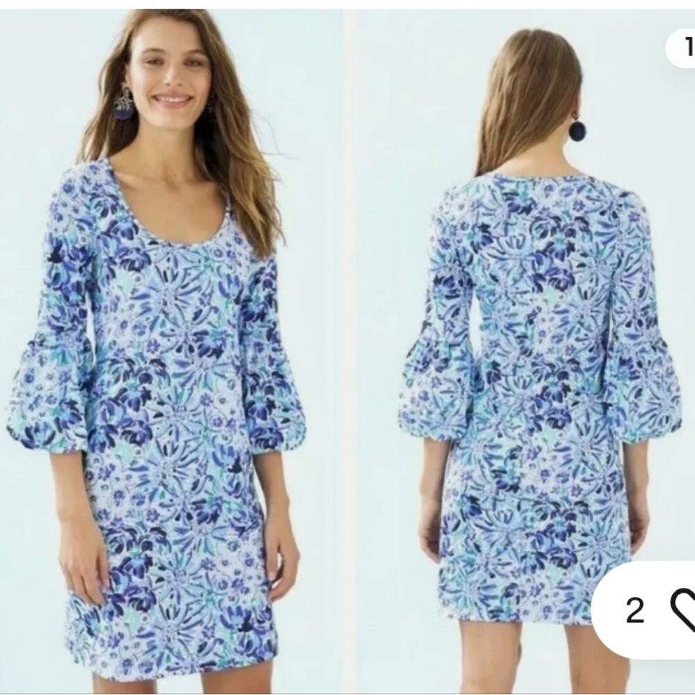 Lilly Pulitzer Carlile Dress Size Medium Iris Blue High Maintenance Pima Cotton